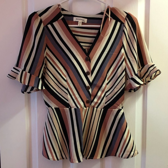 Monteau Tops - Striped Blouse